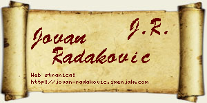 Jovan Radaković vizit kartica